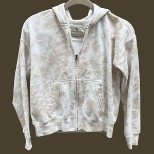 Abercrombie‎ Kids 15/16 Zip Fleece Jacket Beige Tie Dye Casual Retro 70s Cozy
